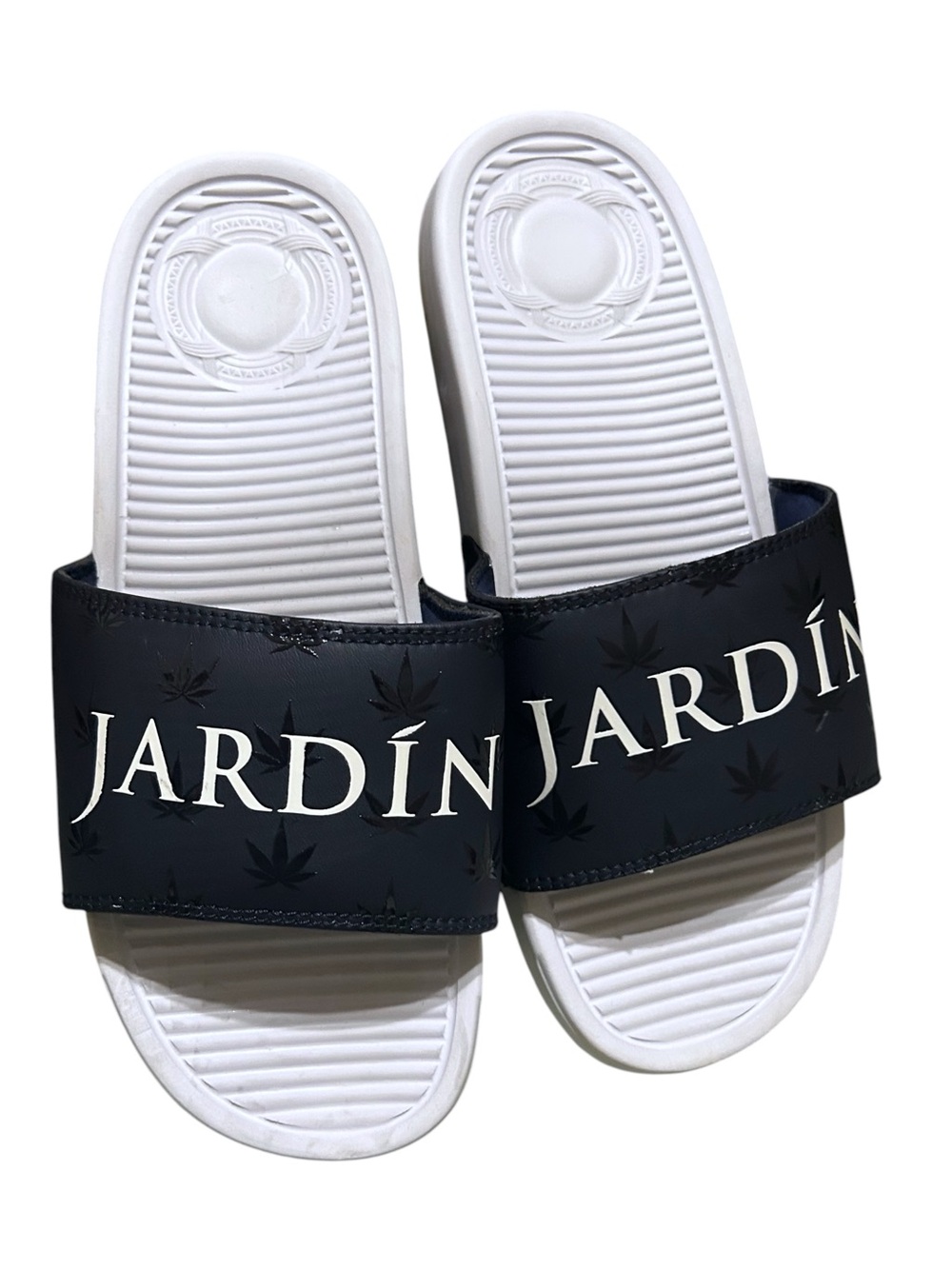 JARDÍN APPAREL Men’s Blue Leaf Slides Collaboration with SANDALBOYZ